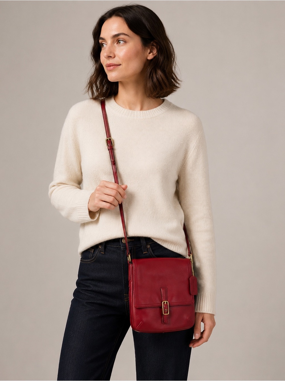 Vintage Coach Legacy Slim Flap 9592 Red Leather Crossbody Bag
